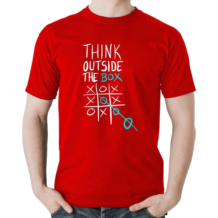 Camiseta Algodão Think Outside The Box - Vermelha