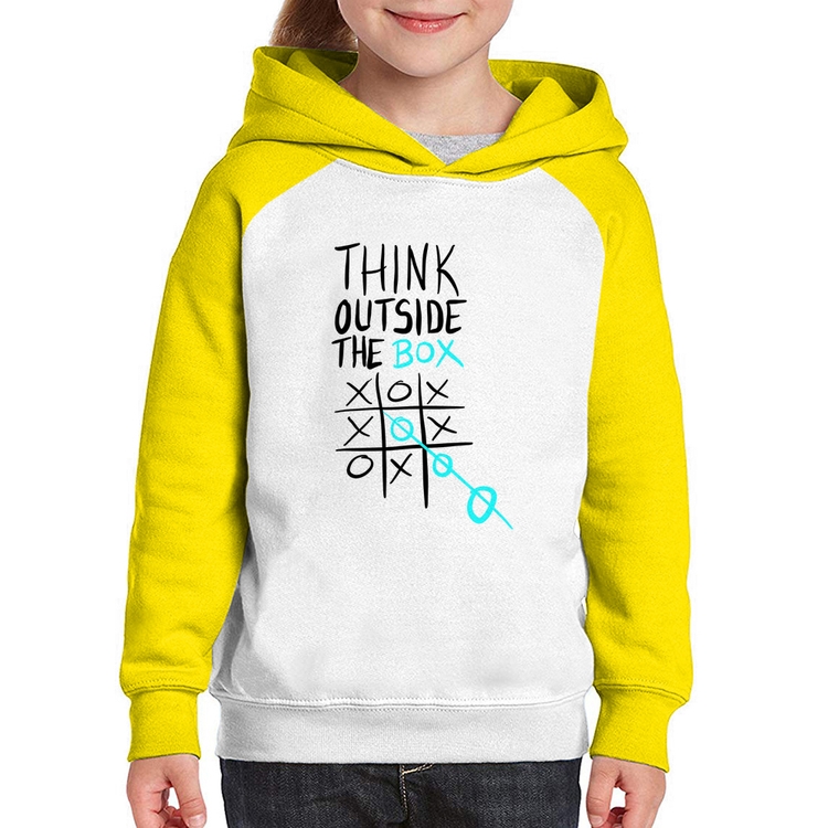 Moletom Infantil Think Outside The Box - Branco/Amarelo