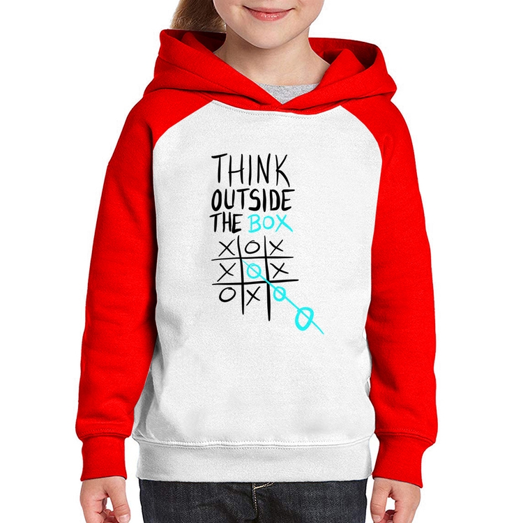 Moletom Infantil Think Outside The Box - Branco/Vermelho