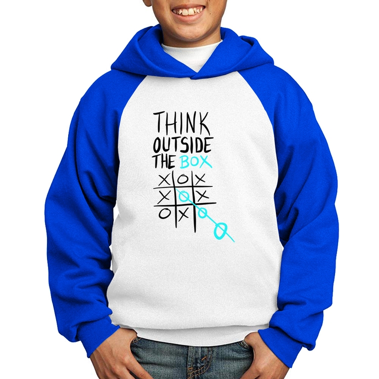 Moletom Infantil Think Outside The Box - Branco/Azul