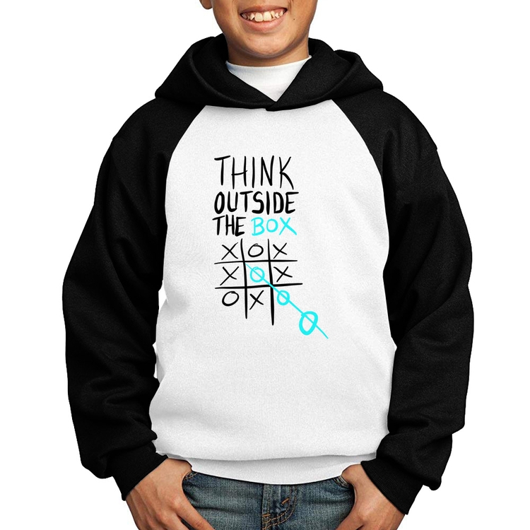 Moletom Infantil Think Outside The Box - Branco/Preto