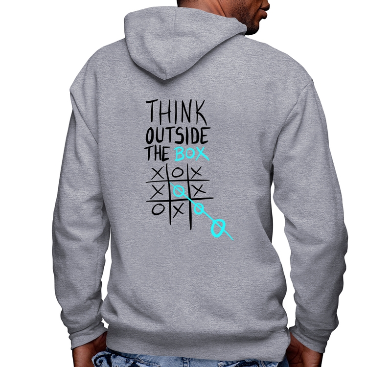 Blusa Moletom Think Outside The Box Masculina com Capuz e Zíper - Mescla