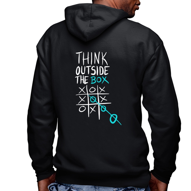 Blusa Moletom Think Outside The Box Masculina com Capuz e Zíper