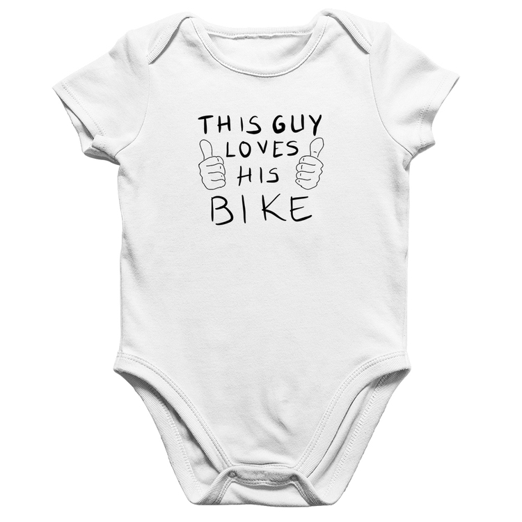 Body Bebê Algodão This guy loves his bike - Branco