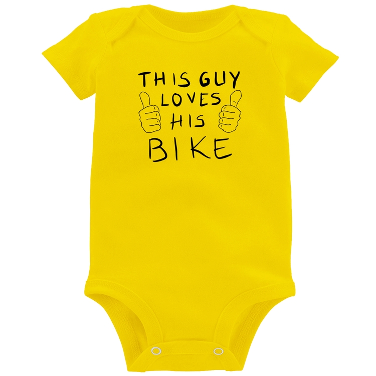 Body Bebê This guy loves his bike - Amarelo
