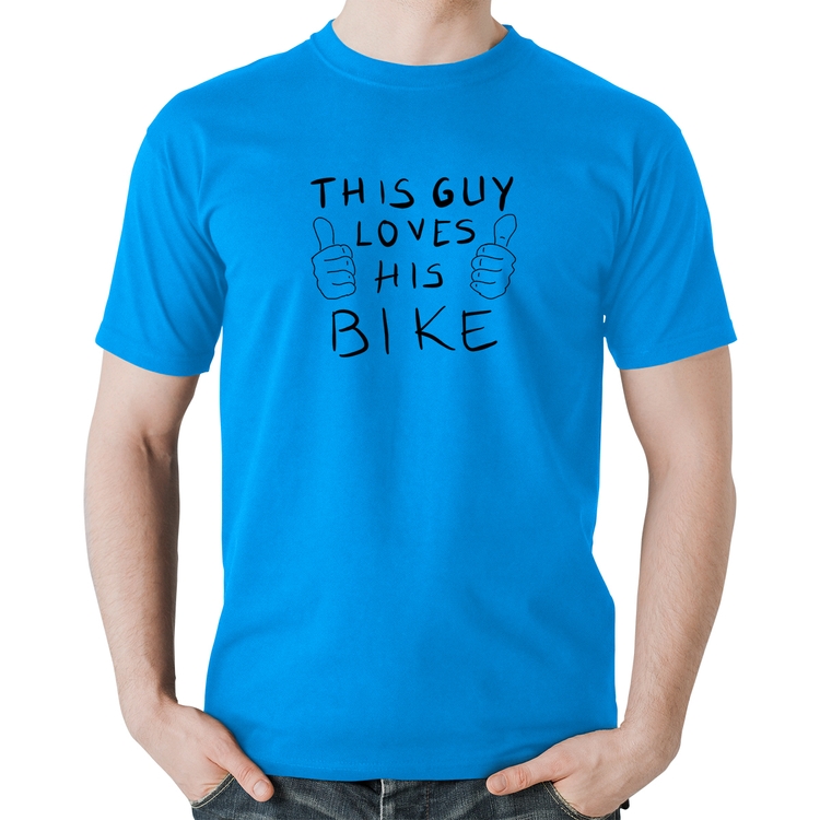 Camiseta Algodão This guy loves his bike - Azul
