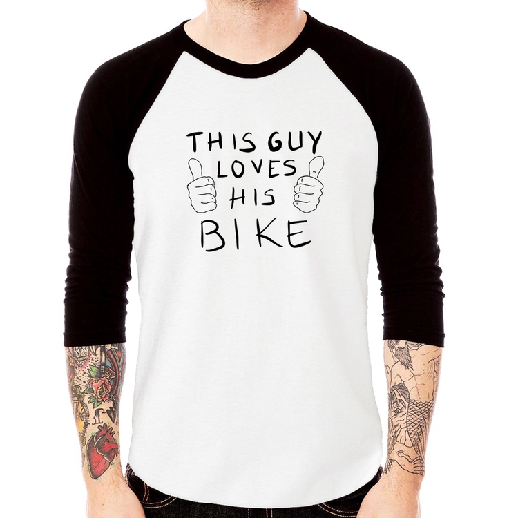 Camiseta Raglan This guy loves his bike Manga 3/4