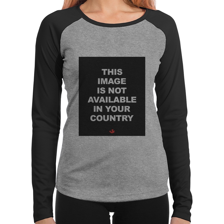 Baby Look Raglan This image is not available in your country Manga Longa - Cinza/Preto