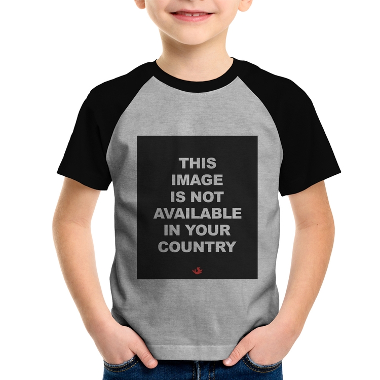 Camiseta Raglan Infantil This image is not available in your country - Cinza/Preto