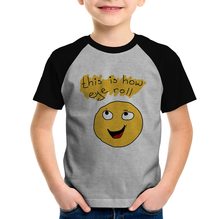 Camiseta Raglan Infantil This Is How Eye Roll - Cinza/Preto