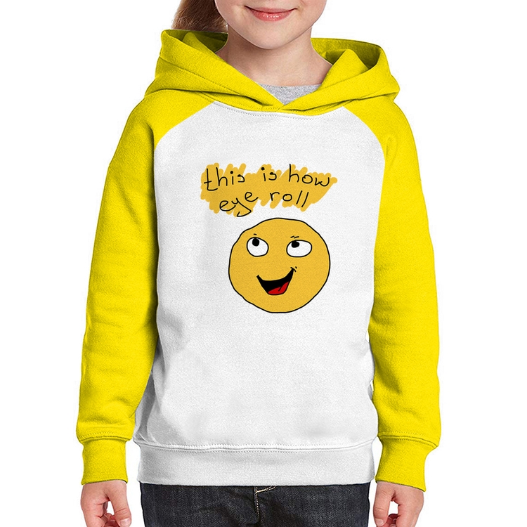 Moletom Infantil This Is How Eye Roll - Branco/Amarelo