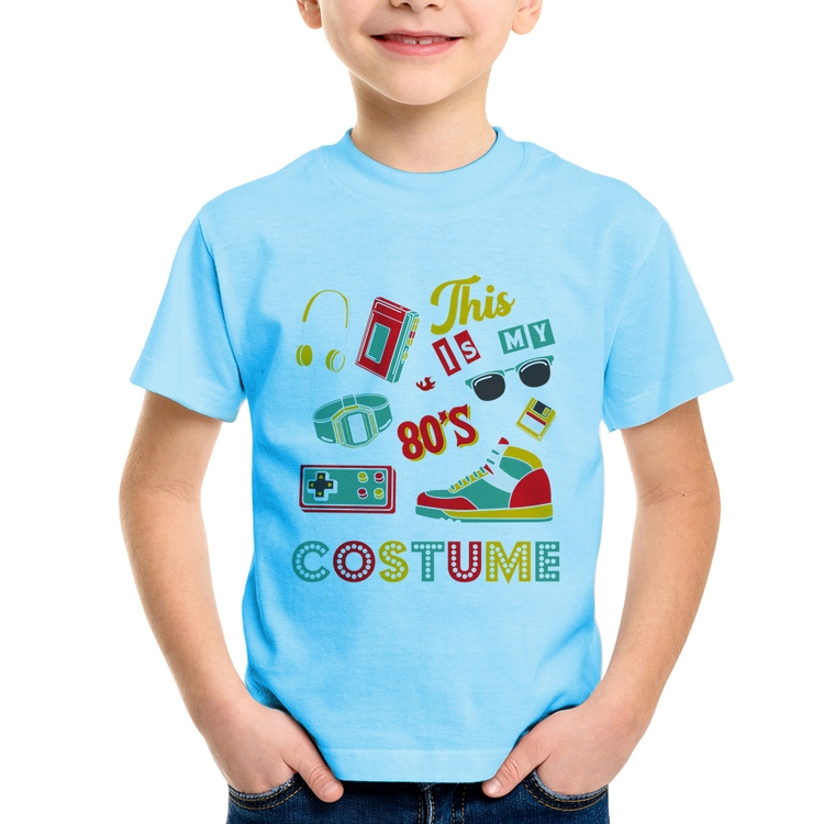 Camiseta Infantil This is my 80's costume - Azul Bebê