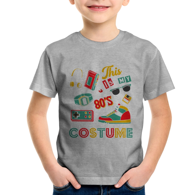 Camiseta Infantil This is my 80's costume - Cinza