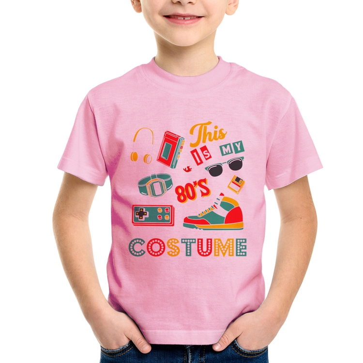 Camiseta Infantil This is my 80's costume - Rosa Bebê