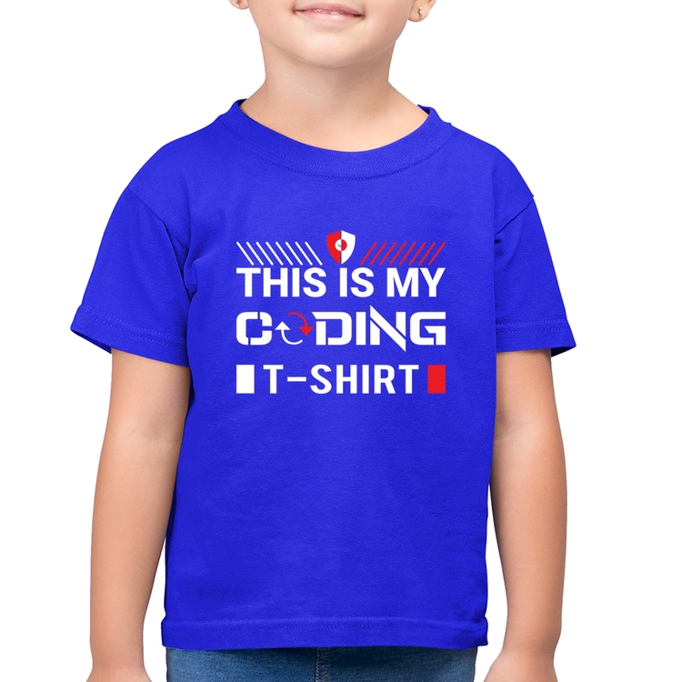 Camiseta Algodão Infantil This is my coding t-shirt - Azul Royal