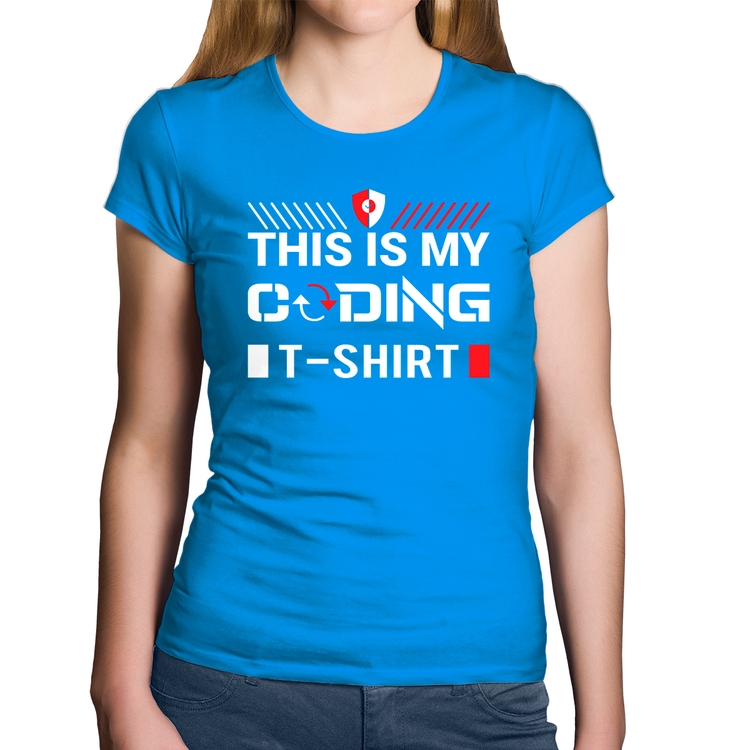 Baby Look Algodão This is my coding t-shirt - Azul
