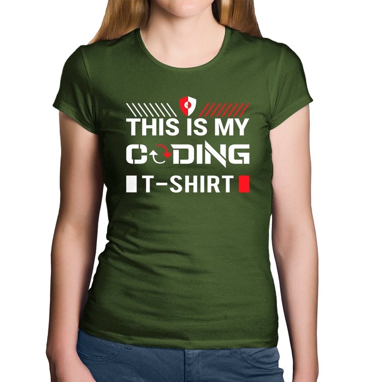 Baby Look Algodão This is my coding t-shirt - Musgo