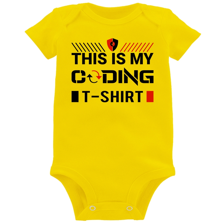 Body Bebê This is my coding t-shirt - Amarelo