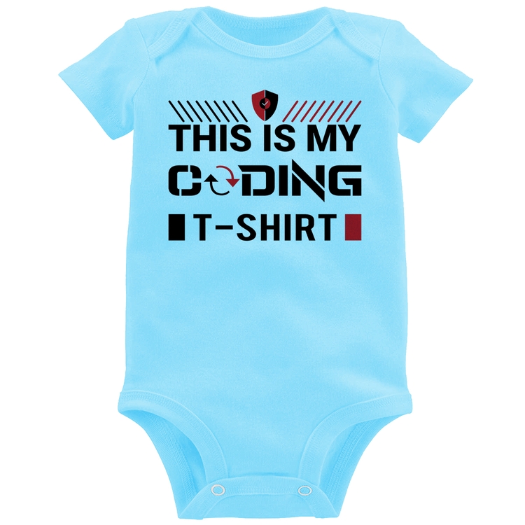 Body Bebê This is my coding t-shirt - Azul Bebê