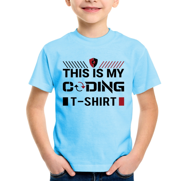 Camiseta Infantil This is my coding t-shirt - Azul Bebê