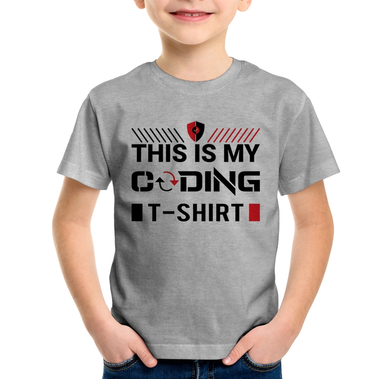 Camiseta Infantil This is my coding t-shirt - Cinza