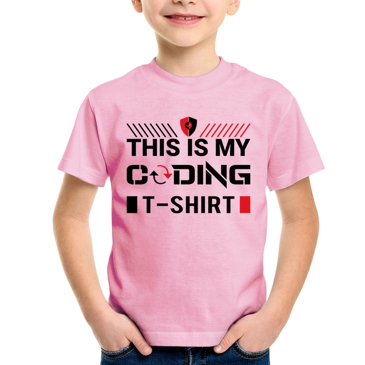 Camiseta Infantil This is my coding t-shirt - Rosa Bebê