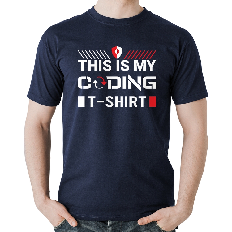 Camiseta Algodão This is my coding t-shirt - Marinho