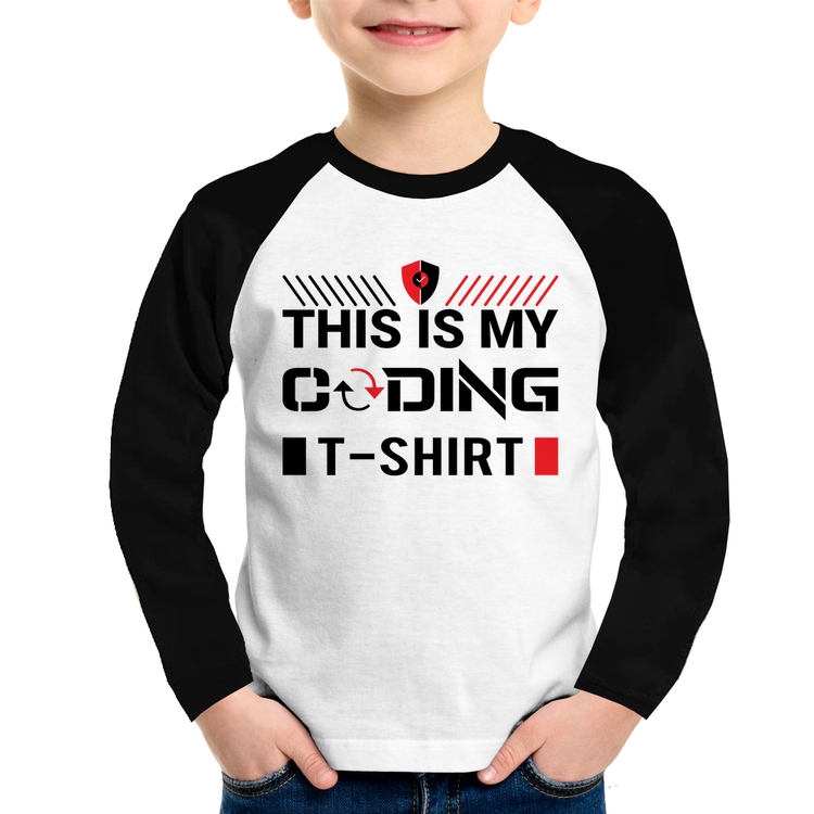 Camiseta Raglan Infantil This is my coding t-shirt Manga Longa