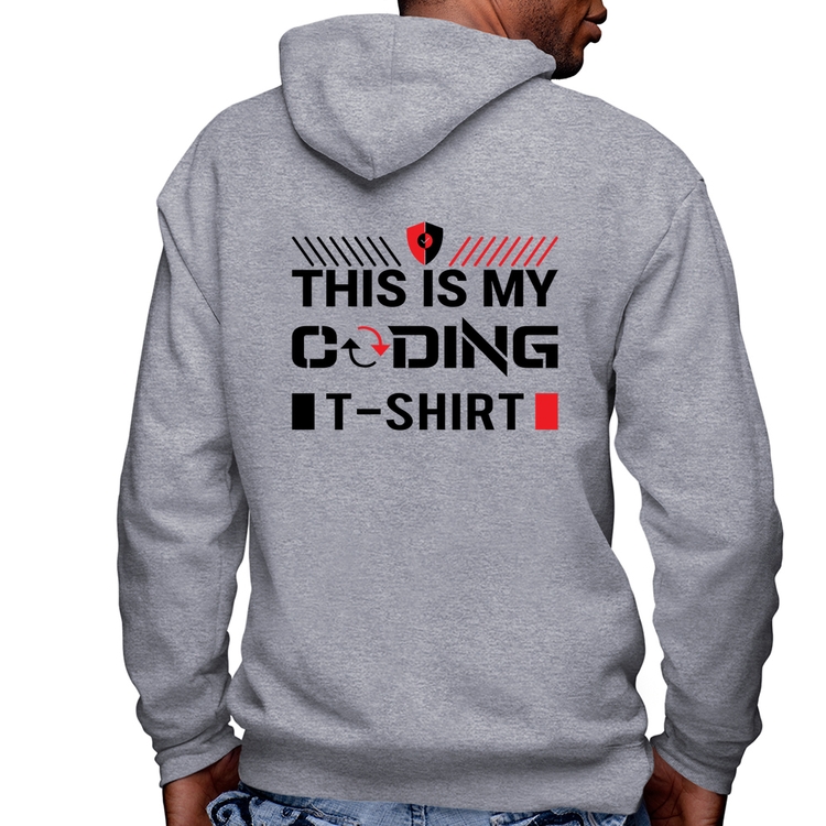 Blusa Moletom This is my coding t-shirt Masculina com Capuz e Zíper - Mescla