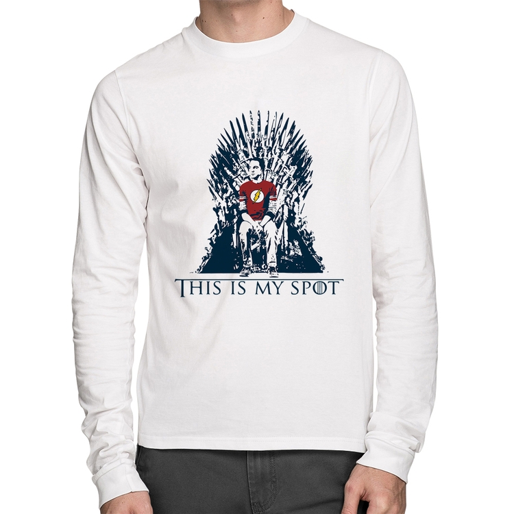 Camiseta Algodão This Is My Spot Manga Longa - Branca