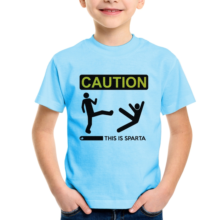 Camiseta Infantil This is Sparta - Azul Bebê