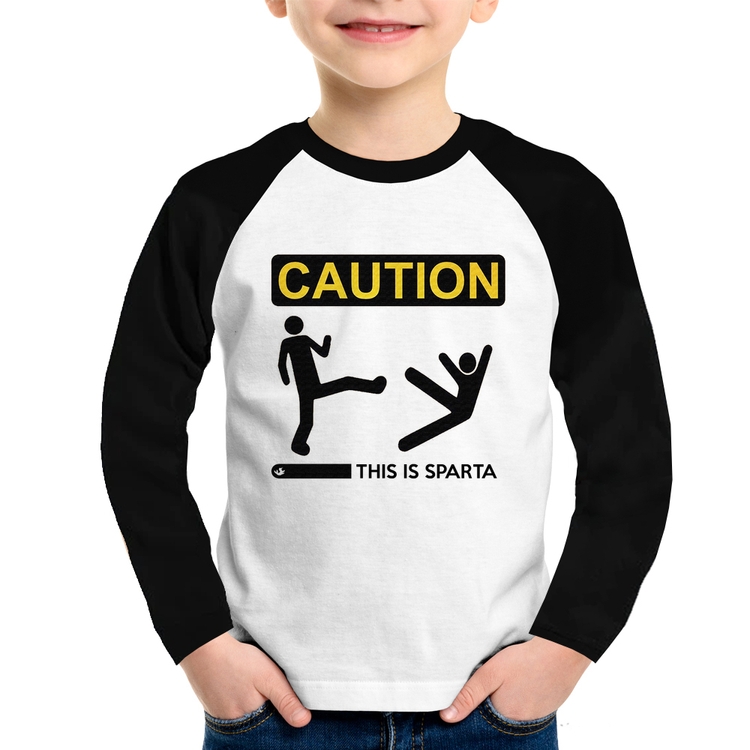 Camiseta Raglan Infantil This is Sparta Manga Longa