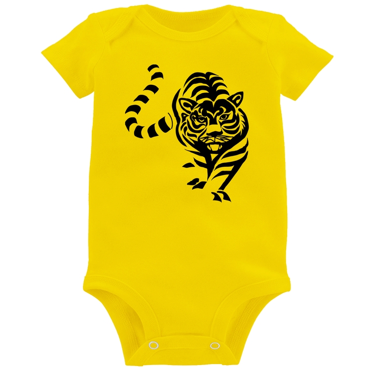 Body Bebê Tigre Traços - Amarelo