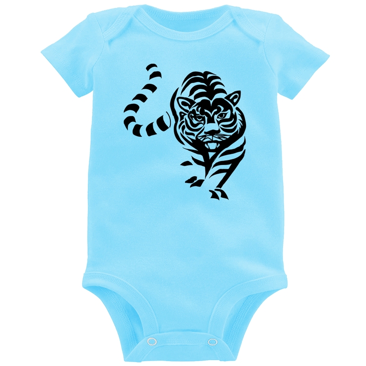 Body Bebê Tigre Traços - Azul Bebê
