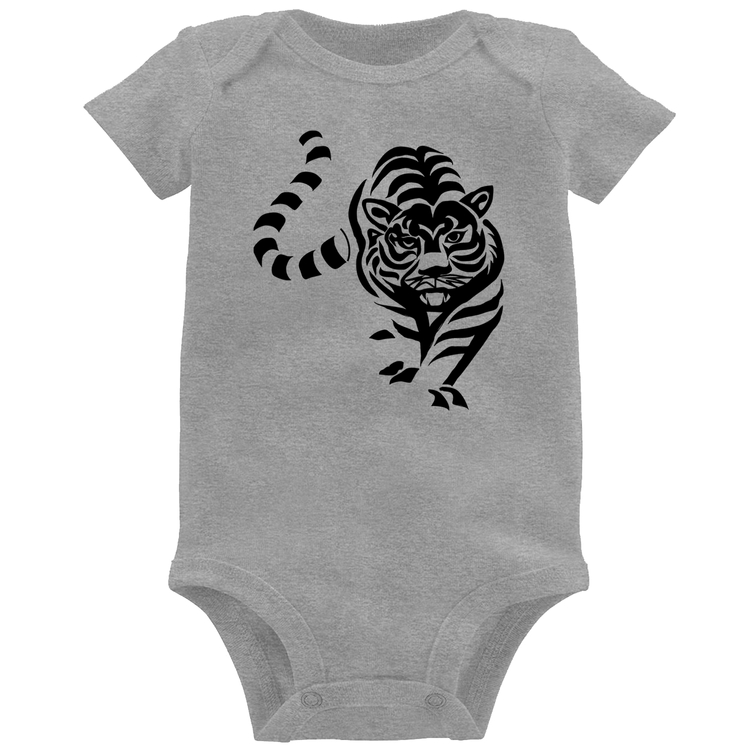 Body Bebê Tigre Traços - Cinza