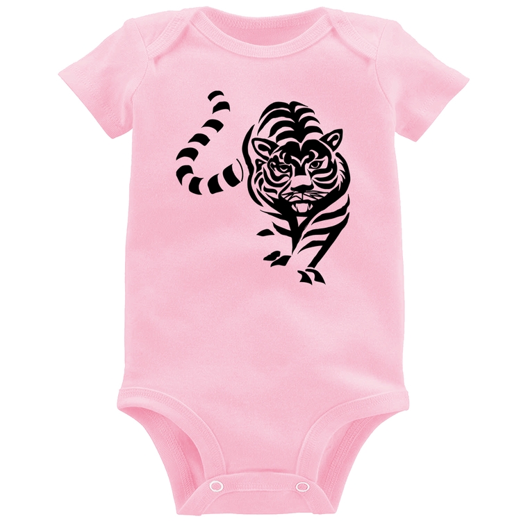 Body Bebê Tigre Traços - Rosa Bebê