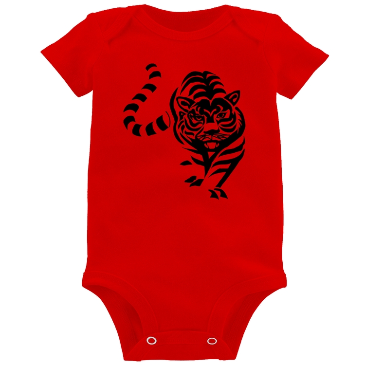 Body Bebê Tigre Traços - Vermelho