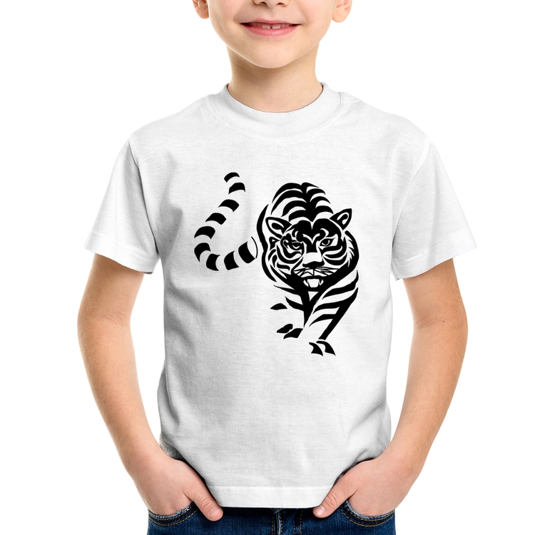 Camiseta Infantil Tigre Traços