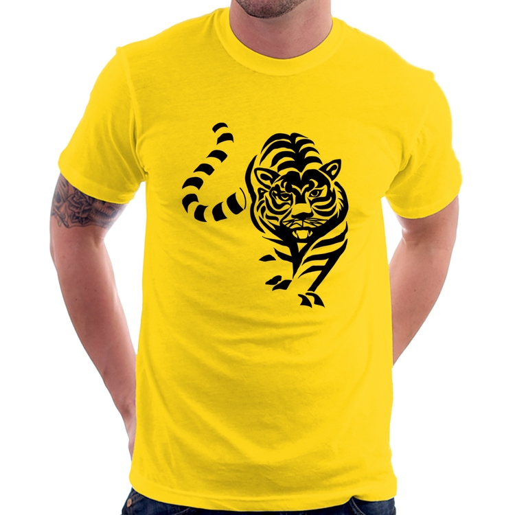 Camiseta Tigre Traços - Amarela