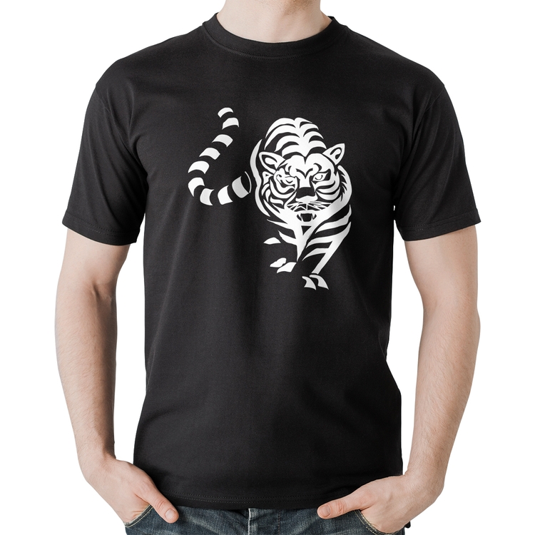 Camiseta Algodão Tigre Traços