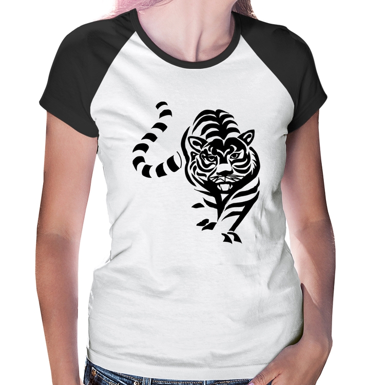 Baby Look Raglan Tigre Traços