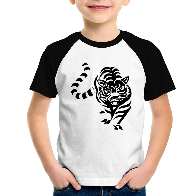 Camiseta Raglan Infantil Tigre Traços