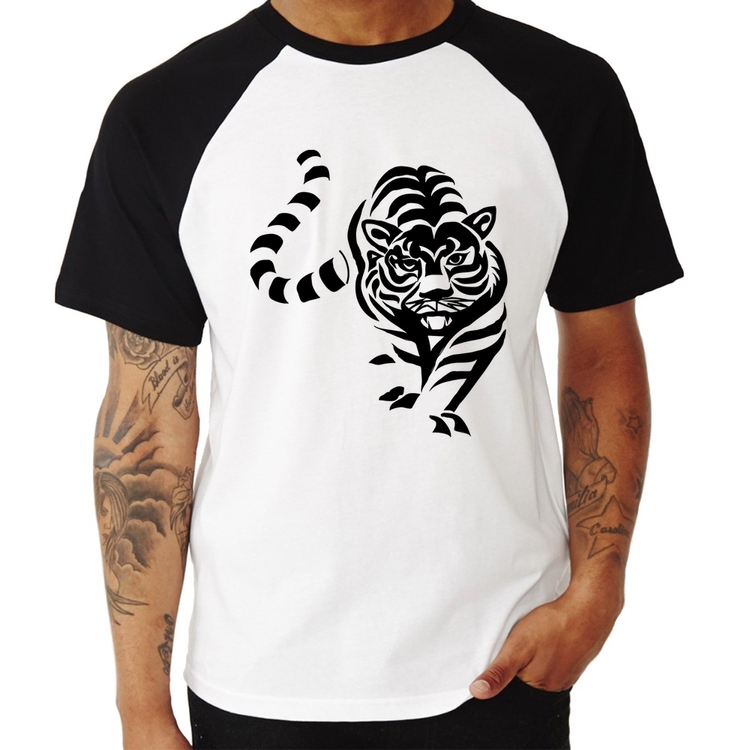 Camiseta Raglan Tigre Traços