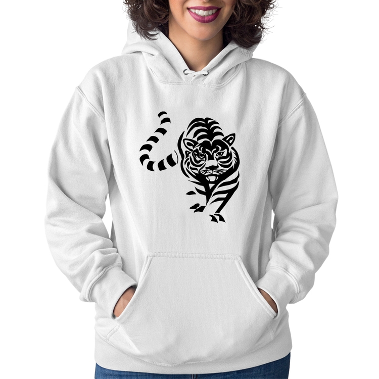 Moletom Feminino Tigre Traços - Branco