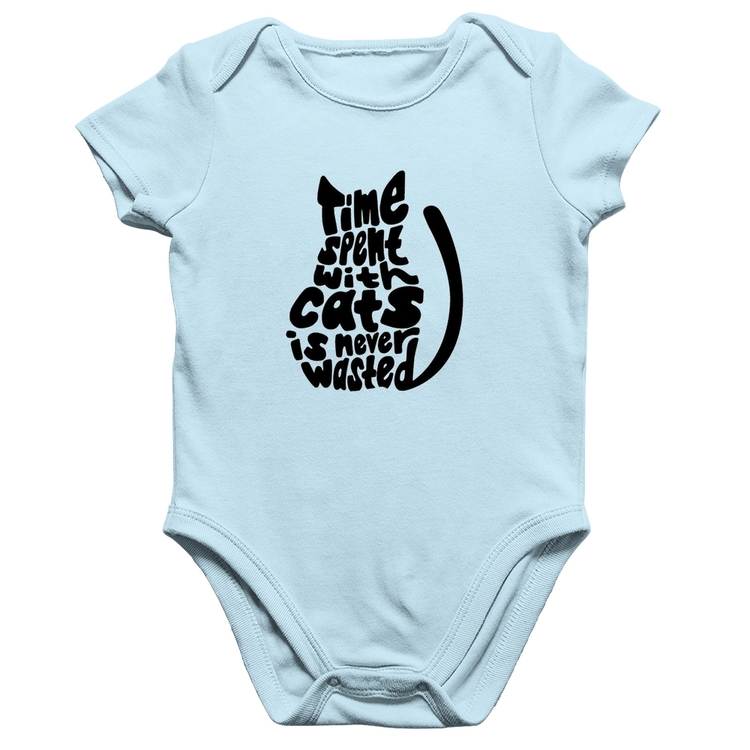 Body Bebê Algodão Time spend with cats is never wasted - Azul Bebê