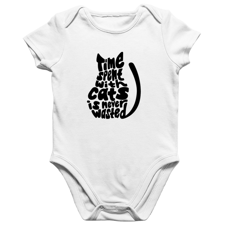 Body Bebê Algodão Time spend with cats is never wasted - Branco