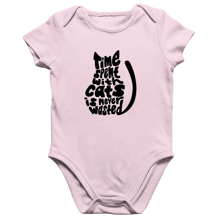 Body Bebê Algodão Time spend with cats is never wasted - Rosa Bebê