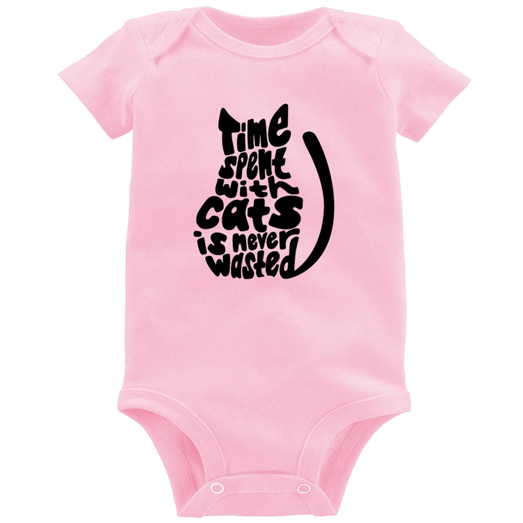 Body Bebê Time spend with cats is never wasted - Rosa Bebê