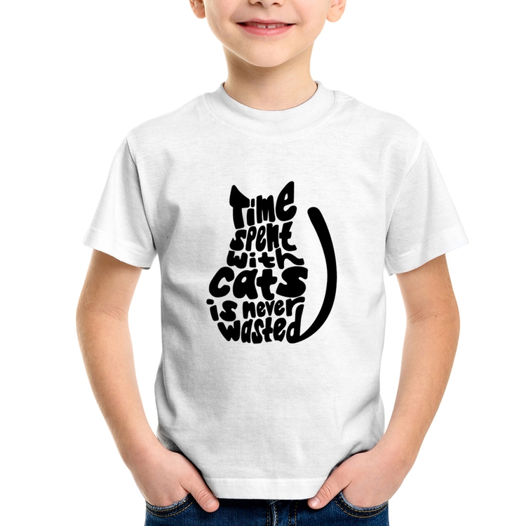 Camiseta Infantil Time spend with cats is never wasted