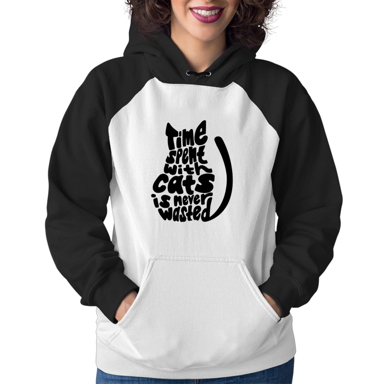 Moletom Feminino Time spend with cats is never wasted